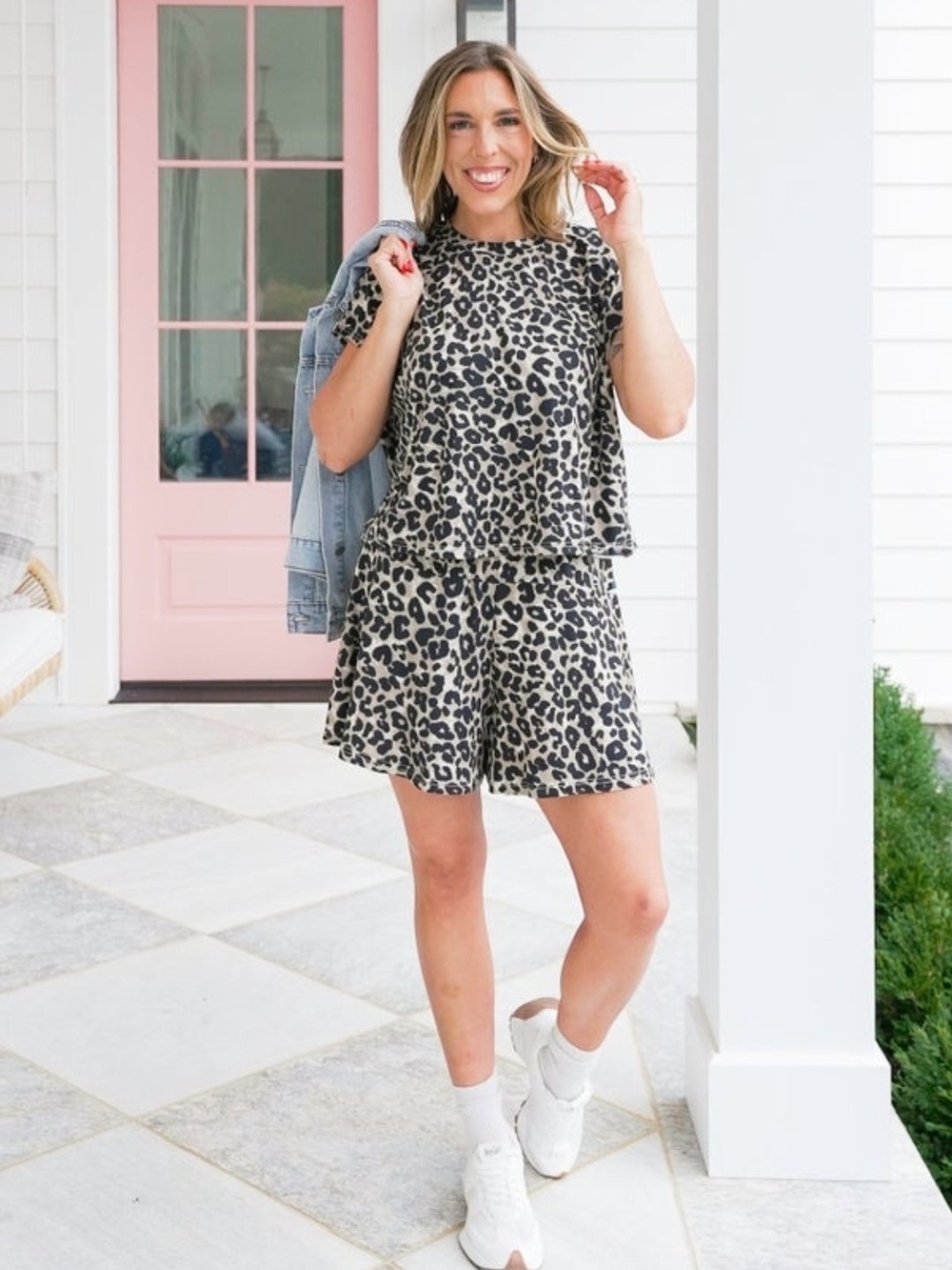 Anniewear Los Angeles Leopard Print Set- Black & Cream